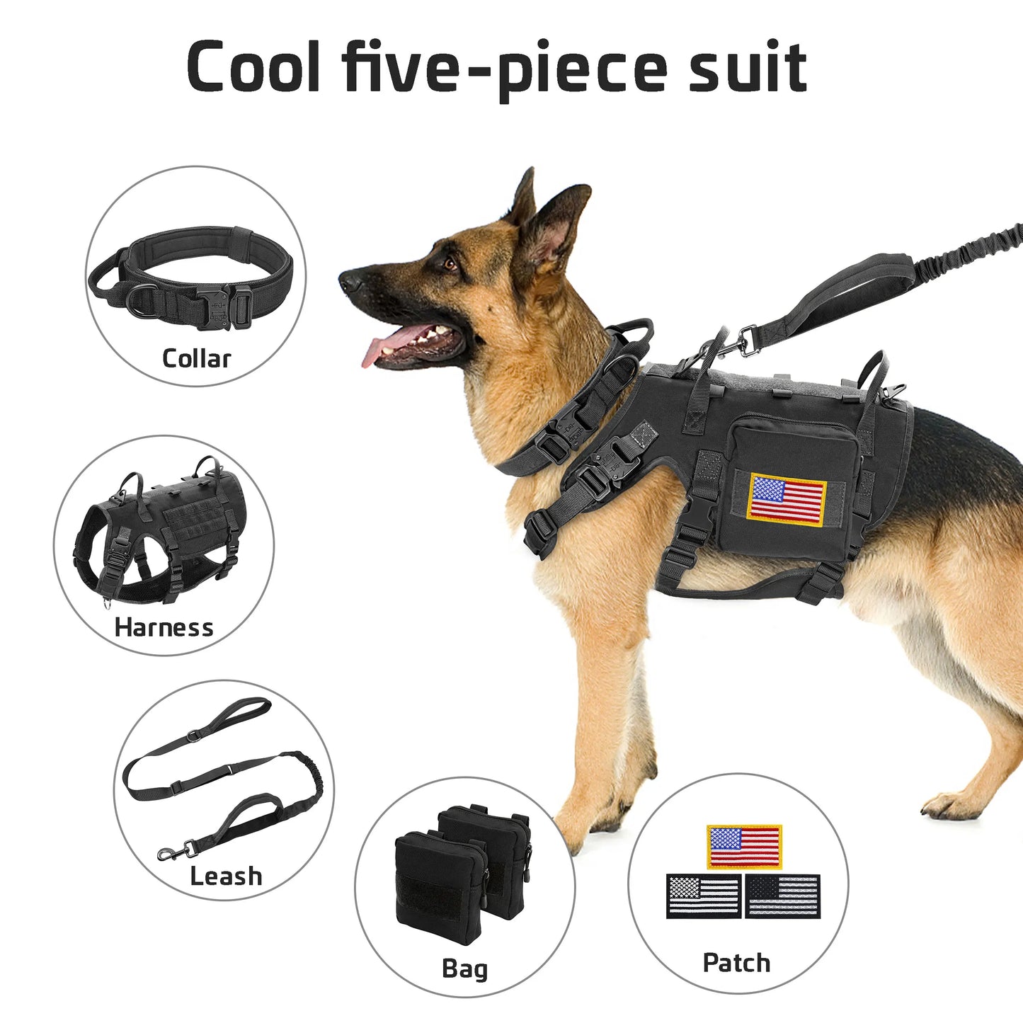 Tactical Dog Collar Harness Leash